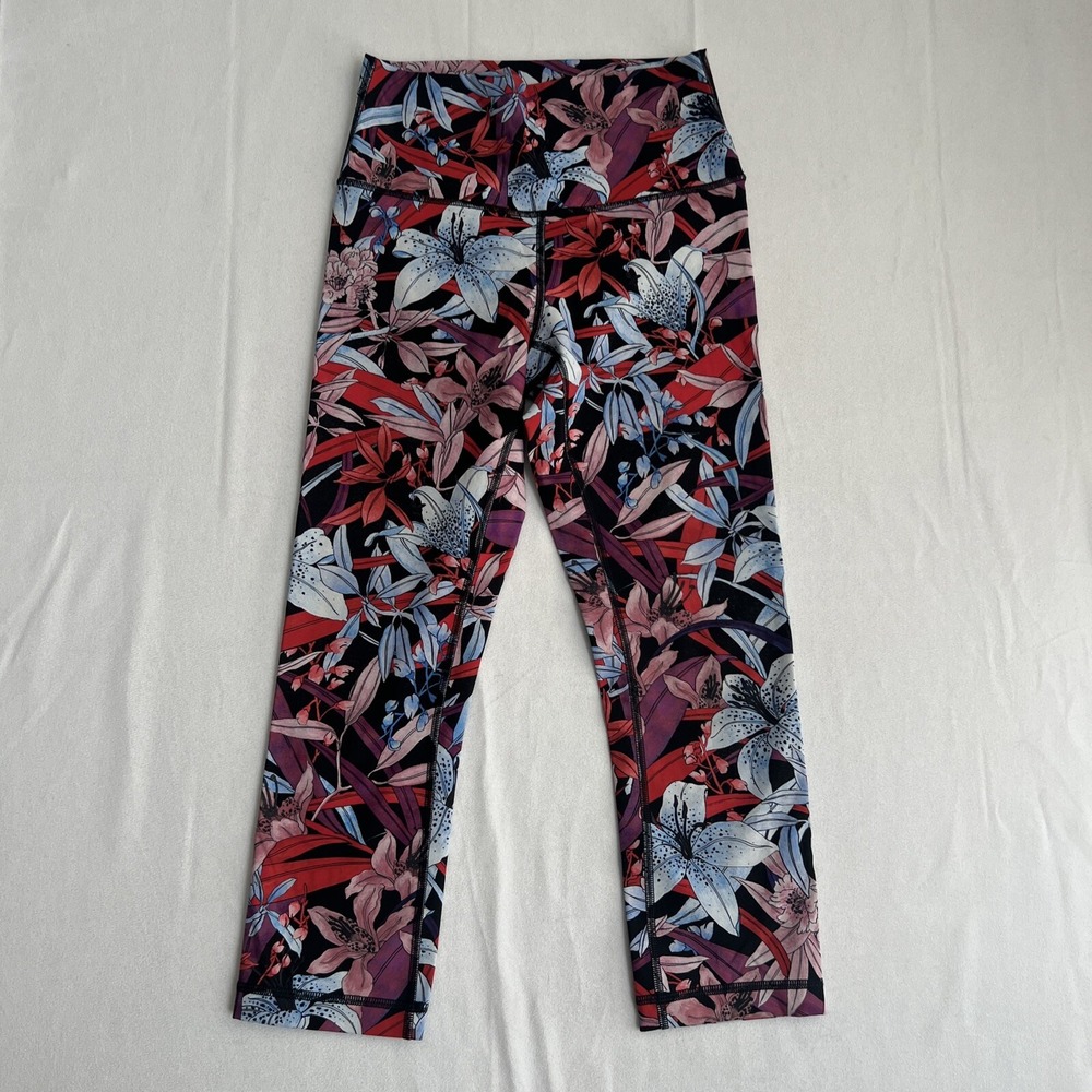 Lululemon Leggings Womens Size 4 Wunder Under High Rise Crop Yoga Lush Lillies‎